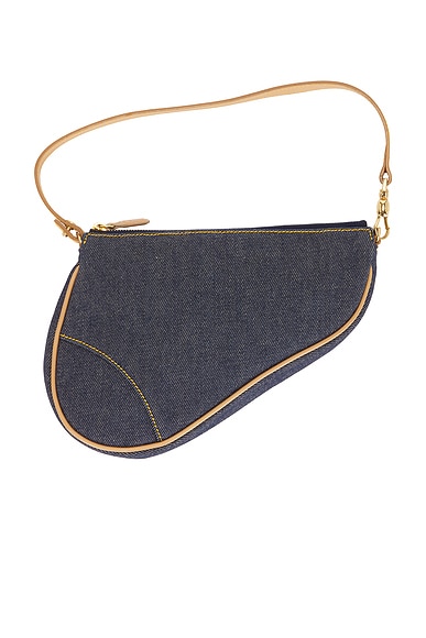 FWRD Renew Dior Denim Pochette Saddle Bag in Blue
