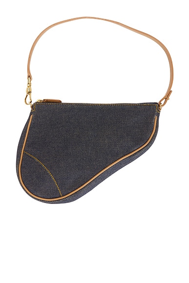 FWRD Renew Dior Denim Pochette Saddle Bag in Blue