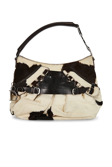 FWRD Renew Dior Ponyhair Ballet Corset Shoulder Bag in Black