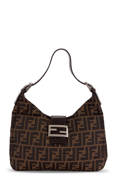 FWRD Renew Fendi Zucca Shoulder Bag  in Brown