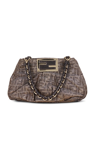 FWRD Renew Fendi Zucca Mia Tote Bag in Brown