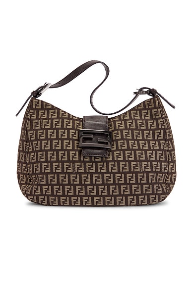 FWRD Renew Fendi Zucchino Hobo Bag in Brown