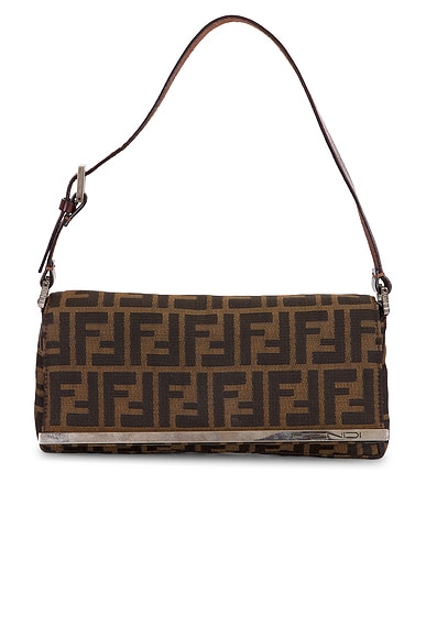 FWRD Renew Fendi Zucca Shoulder Bag in Brown