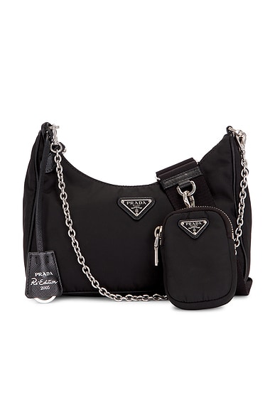 FWRD Renew Prada Re-Edition 2005 Re-Nylon Shoulder Bag in Black