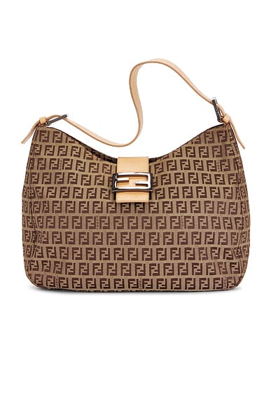FWRD Renew Fendi Zucchino Hobo Bag in Beige
