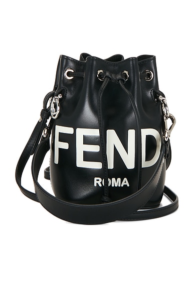FWRD Renew Fendi Vitello King F is Fendi Embossed Mini Mon Tresor Bucket Bag in Black