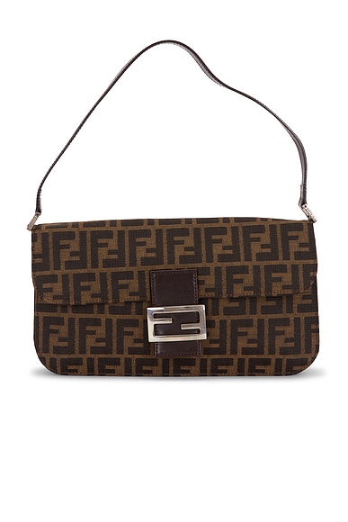 FWRD Renew Fendi Zucca Baguette Shoulder Bag in Brown