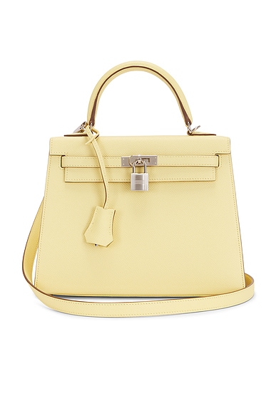 FWRD Renew Hermes Epsom Kelly 25 Sellier Handbag in Jaune Poussin
