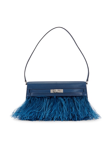 FWRD Renew Hermes Chevre Kelly Elan Shoulder Bag in Bleu Saphir