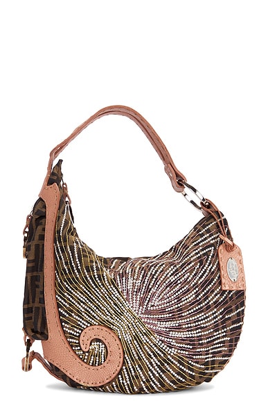 Fendi Zucca Embellished Selleria Oyster Shoulder Bag
