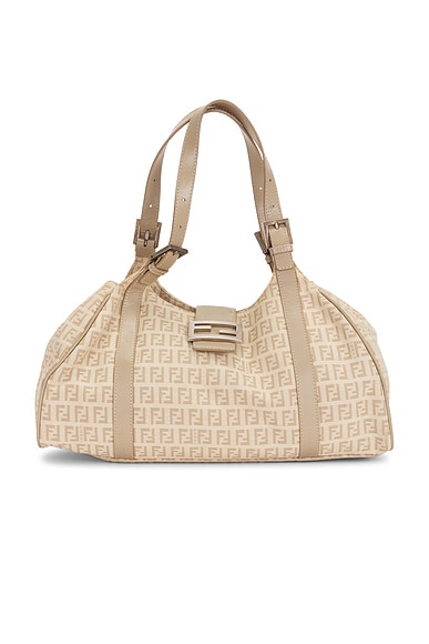 FWRD Renew Fendi Zucchino Shoulder Bag in Neutral