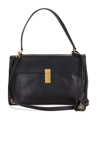 FWRD Renew Prada Soft Sound Shoulder Bag in Black