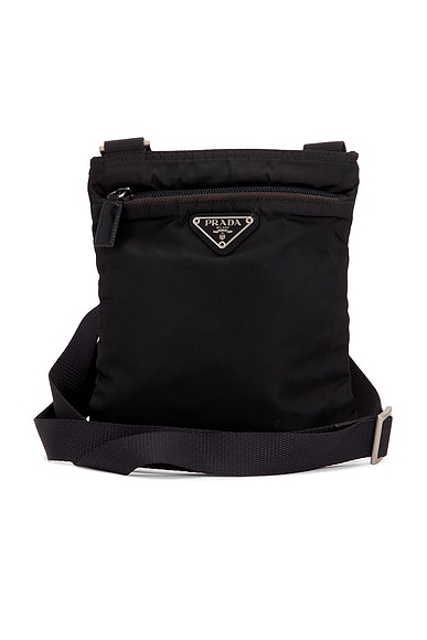 FWRD Renew Prada Tessuto Flat Messenger Bag in Black