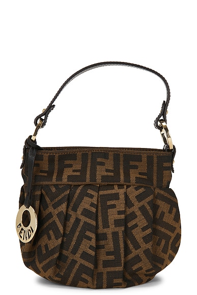 FWRD Renew Fendi Zucca Mini Chef Hobo Bag in Brown
