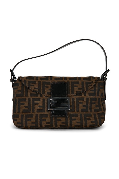 FWRD Renew Fendi Zucca Baguette Shoulder Bag in Brown
