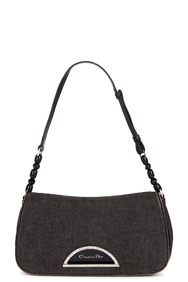 FWRD Renew Dior Denim Maris Pearl Shoulder Bag in Black