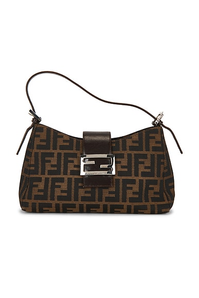 FWRD Renew Fendi Zucca Shoulder Bag in Brown