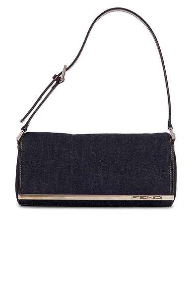 FWRD Renew Fendi Denim Shoulder Bag in Blue