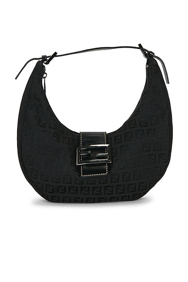 FWRD Renew Fendi Zucchino Croissant Shoulder Bag in Black