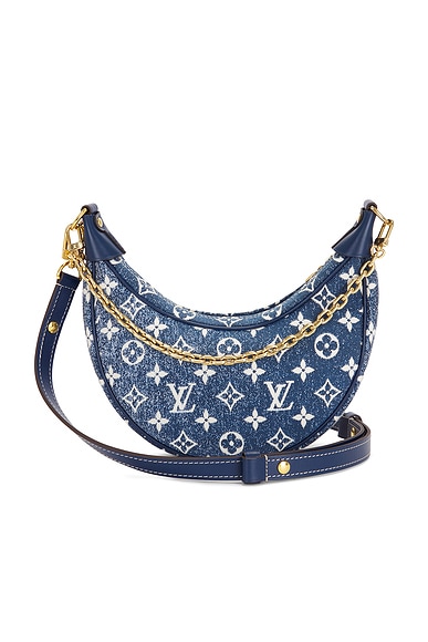 FWRD Renew Louis Vuitton Monogram Denim Loop Shoulder Bag in Blue