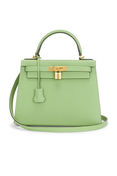 FWRD Renew Hermes Epsom Kelly 28 Handbag in Vert Criquet