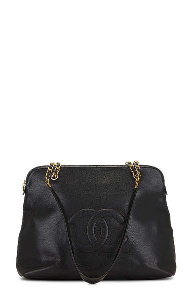 Pre-owned Chanel Caviar Chain Tote Bag In Black