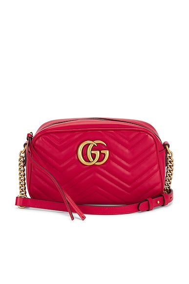 FWRD Renew Gucci Mini GG Marmont Shoulder Bag in Red