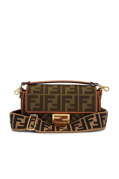 Fendi Zucca Embroidered Baguette NM Shoulder Bag