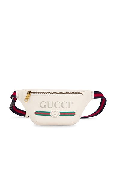 FWRD Renew Gucci Logo Belt Bag in White