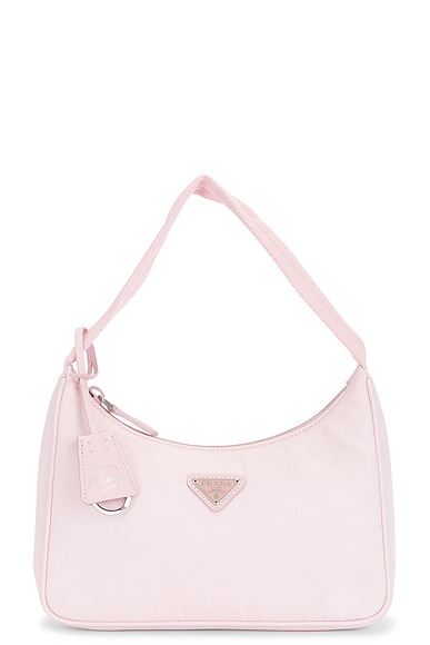 FWRD Renew Prada Mini Re-Edition 2000 Re-Nylon Shoulder Bag in Pink