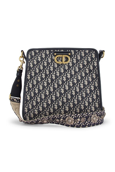 FWRD Renew Dior Oblique Montaigne 30 Crossbody Bag in Blue