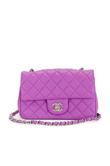 FWRD Renew Chanel Lambskin Mini Classic Flap Bag in Purple