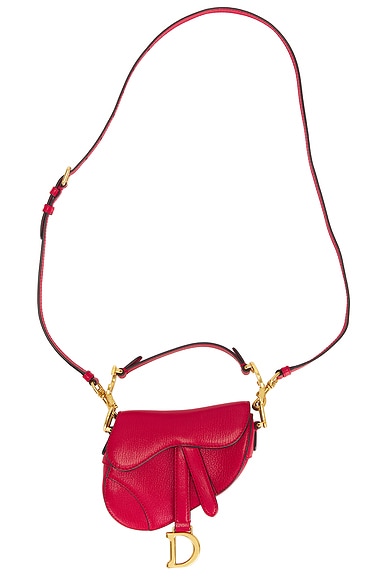 FWRD Renew Dior Micro Saddle Bag in Red
