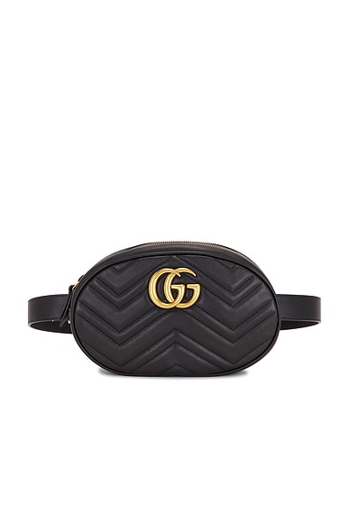 FWRD Renew Gucci GG Marmont Belt Bag in Black