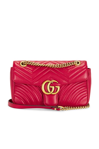 FWRD Renew Gucci GG Marmont Shoulder Bag in Red