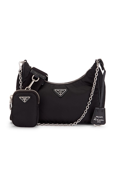 FWRD Renew Prada Re-Edition 2005 Re-Nylon Shoulder Bag in Black