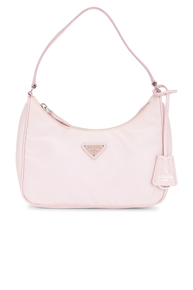 FWRD Renew Prada Mini Re-Edition Re-Nylon Shoulder Bag in Alabaster