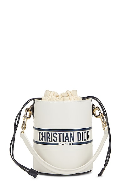 Dior Micro Leather Bucket Bag In White