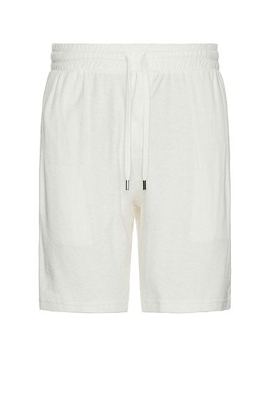 Shop Frescobol Carioca Augusto Terry Cotton Blend Shorts In Ivory