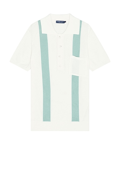 Frescobol Carioca Clemente Crochet Polo in White Sand & Dark Mineral