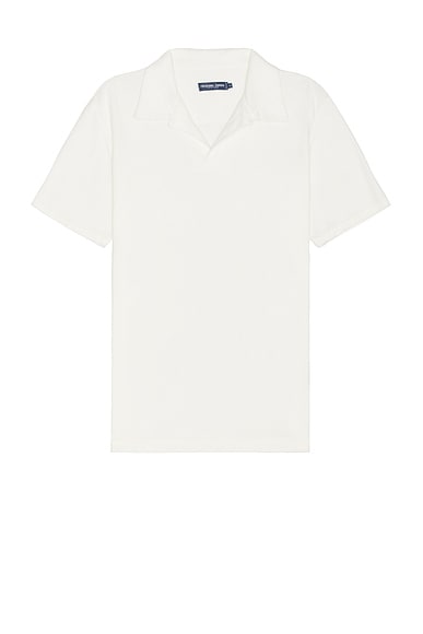 Frescobol Carioca Faustino Terry Cotton Blend Short Sleeve Polo in Ivory