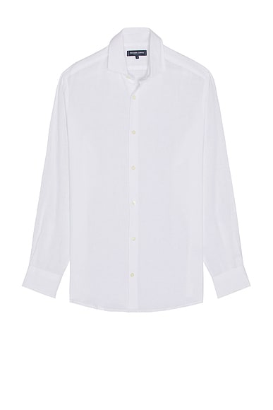 Frescobol Carioca Antonio Linen Shirt in White