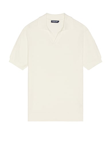 Frescobol Carioca Rino STR Salt And Pepper Stitch Polo in Ivory