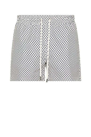 Frescobol Carioca Rio Swim Short in Ivory & Charcoal Blue