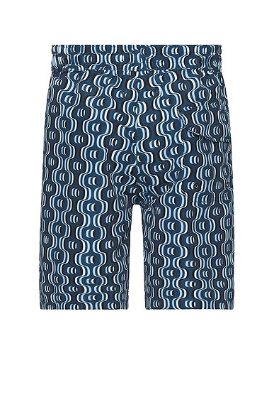 Frescobol Carioca Board Ipanema Camada Print Swim Shorts In Perennial Blue