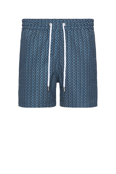 Frescobol Carioca Sport Micro Ipanema Camada Print Swim Shorts in Perennial Blue