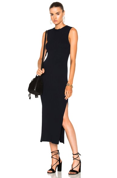 frame long rib dress FRAME Ribbed Cashmere-Blend Midi-Dress