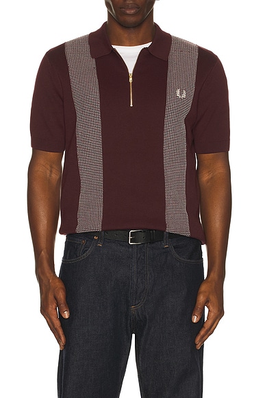 Panel Detail Knitted Polo Shirt