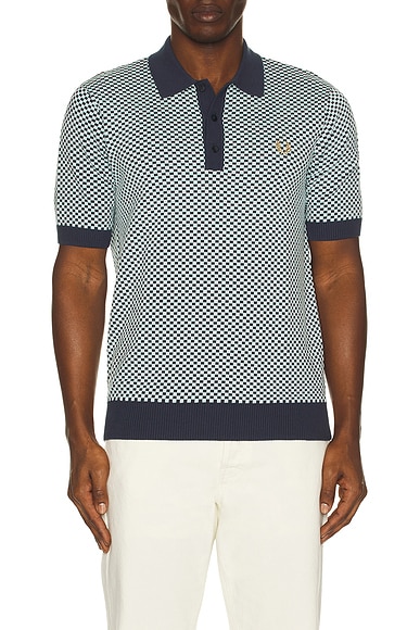 Chequerboard Knitted Polo Shirt
