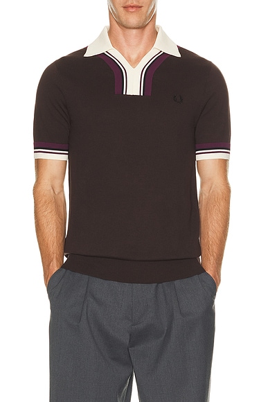 Tipped Open Neck Knitted Shirt